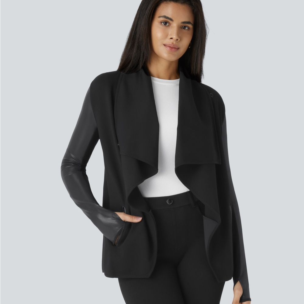Halara Waterfall Button Thumb Hole Side Pocket
Patchwork Work Jacket XS - Picture 1 of 5